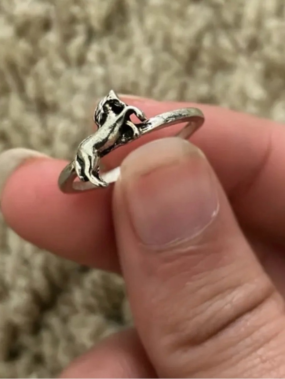 Antique Vintage Silver Rearing Horse Ring